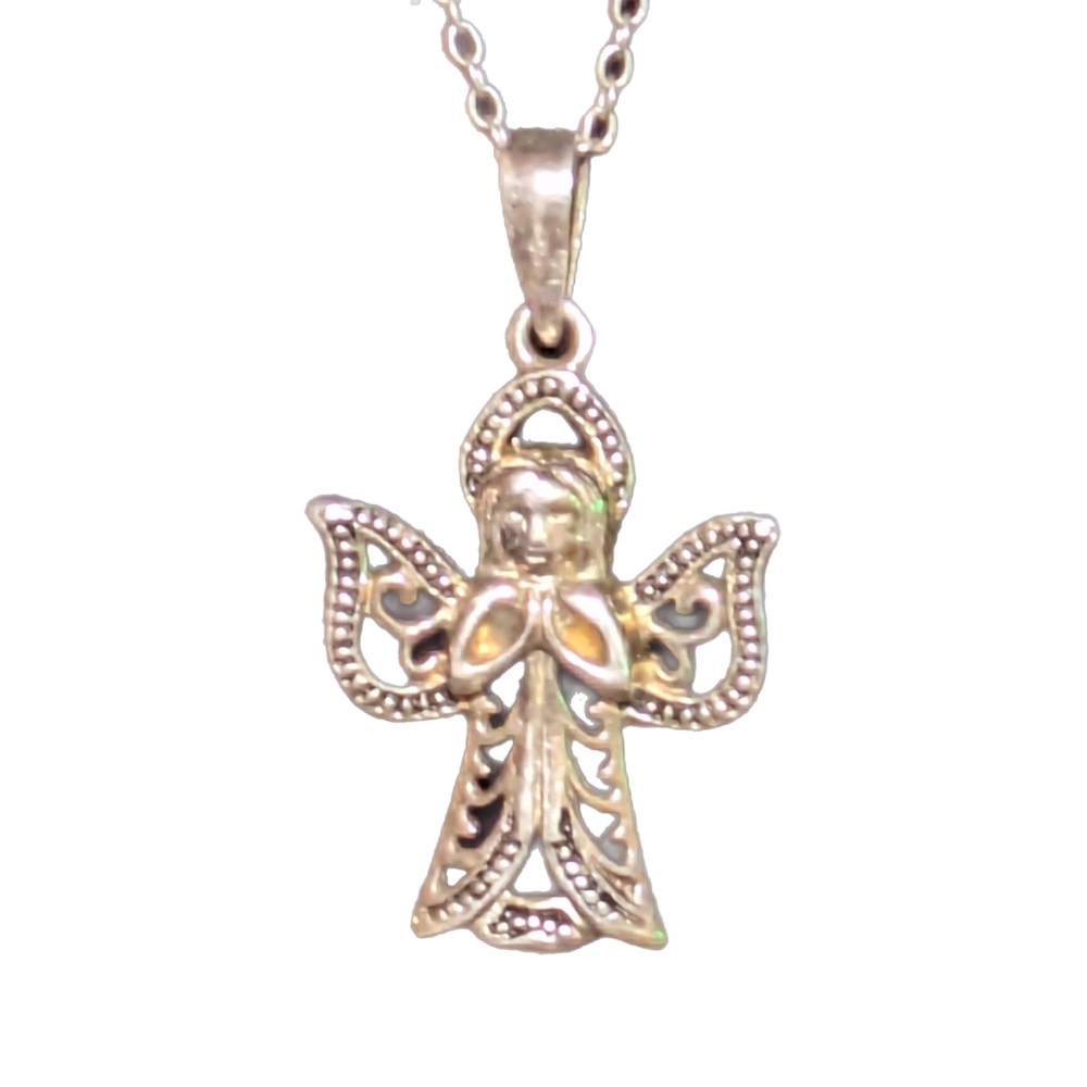 Sterling Silver Praying Angel Necklace